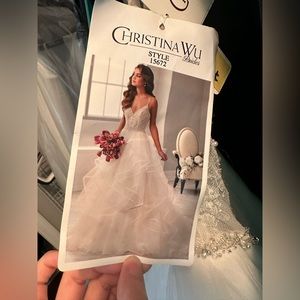 christina wu bridal gown (style #15672; ivory/nude/silver) size 10